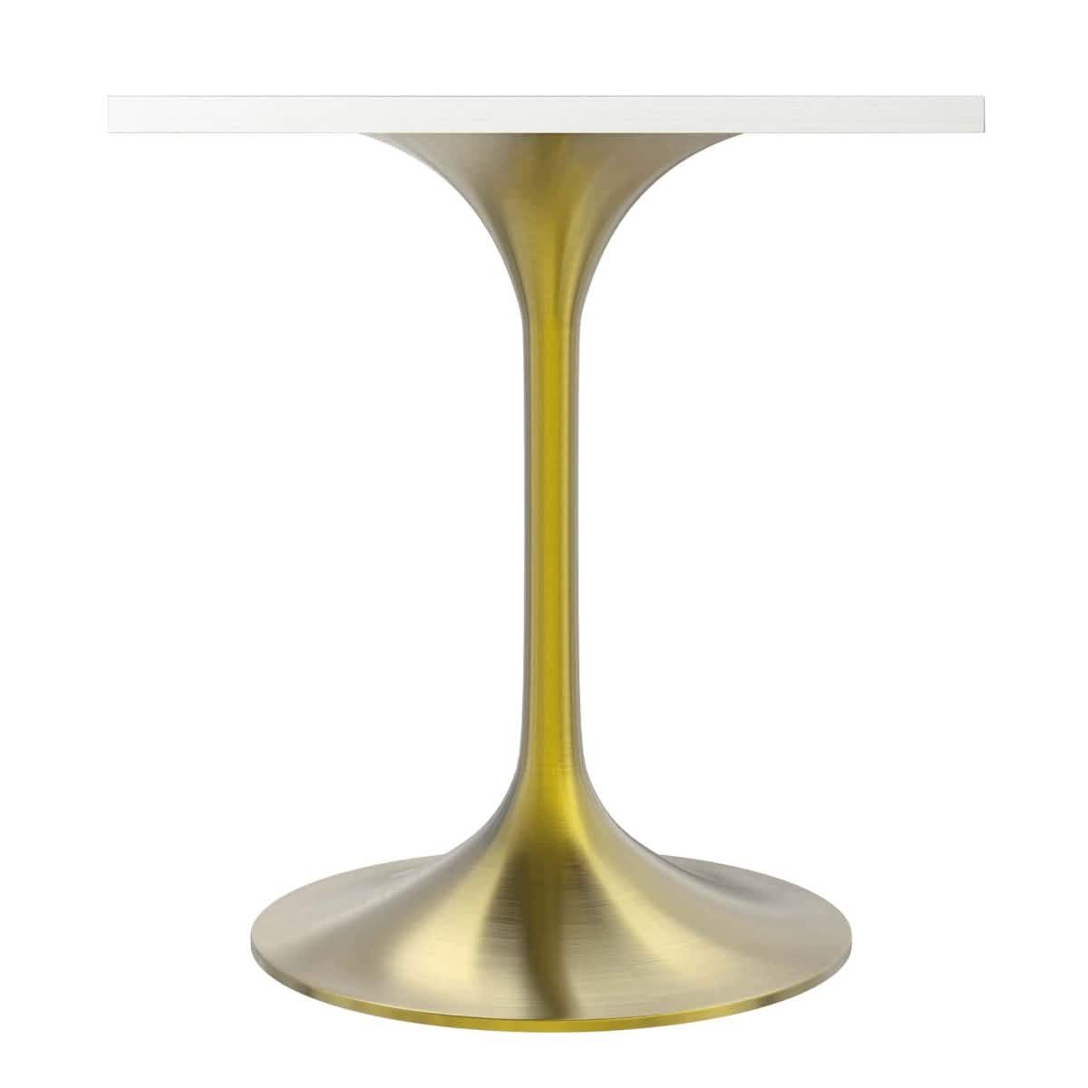 LeisureMod Verve Collection 24"Square Dining Table, Black/White/Brushed Gold Base with MDF Top