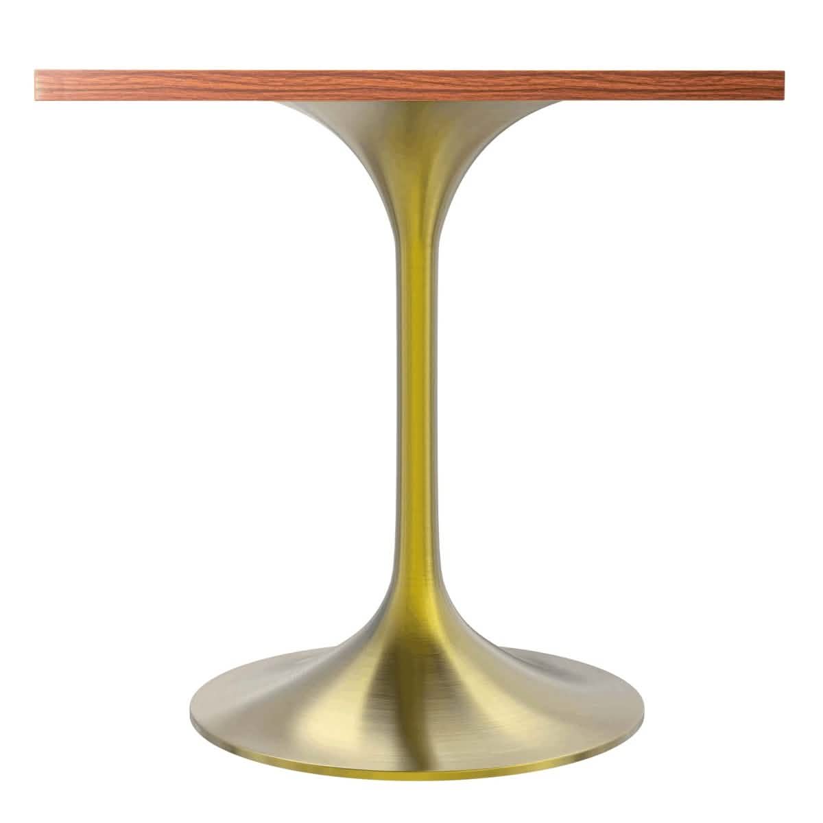 LeisureMod Verve Collection 24"Square Dining Table, Black/White/Brushed Gold Base with MDF Top