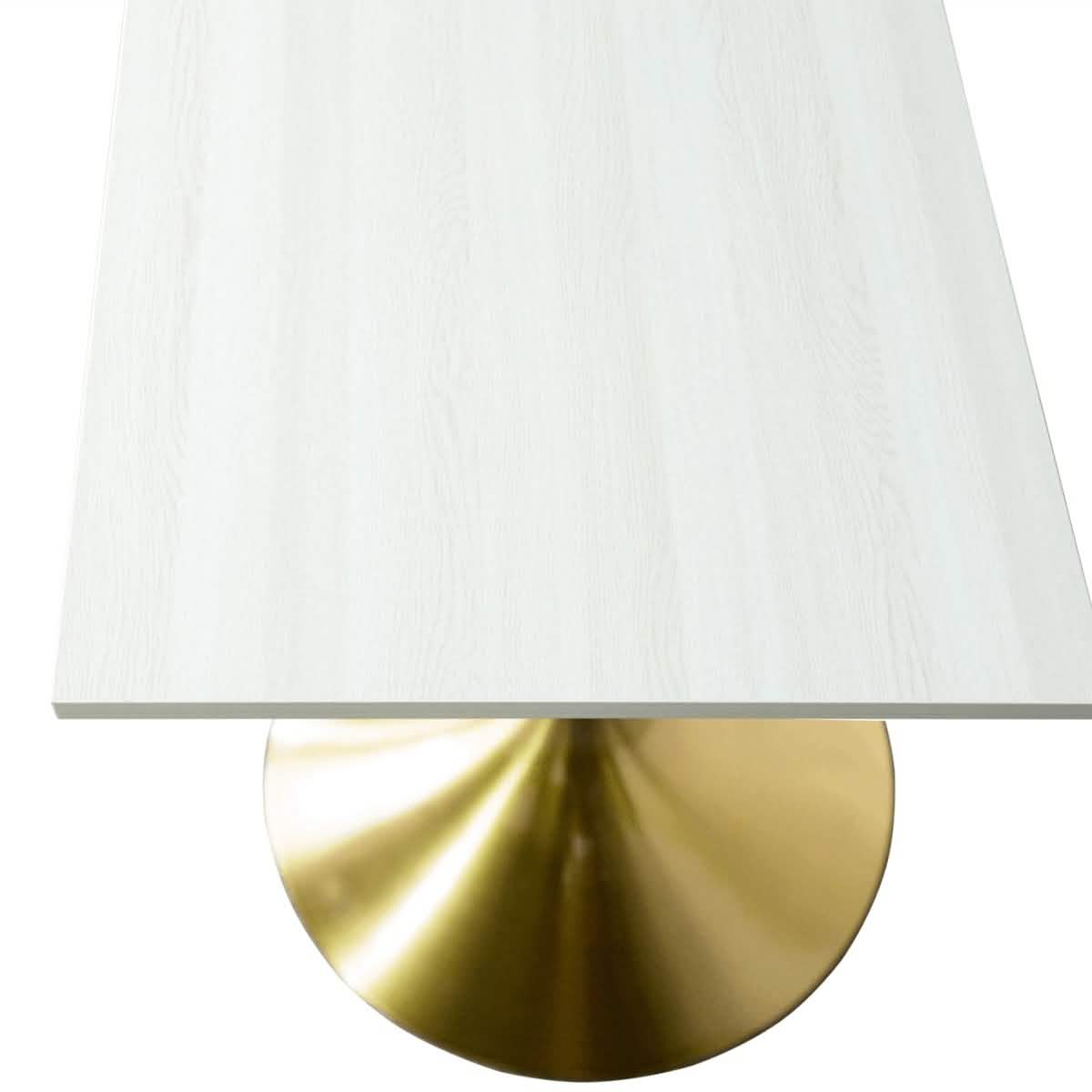 LeisureMod Verve Collection 24"Square Dining Table, Black/White/Brushed Gold Base with MDF Top