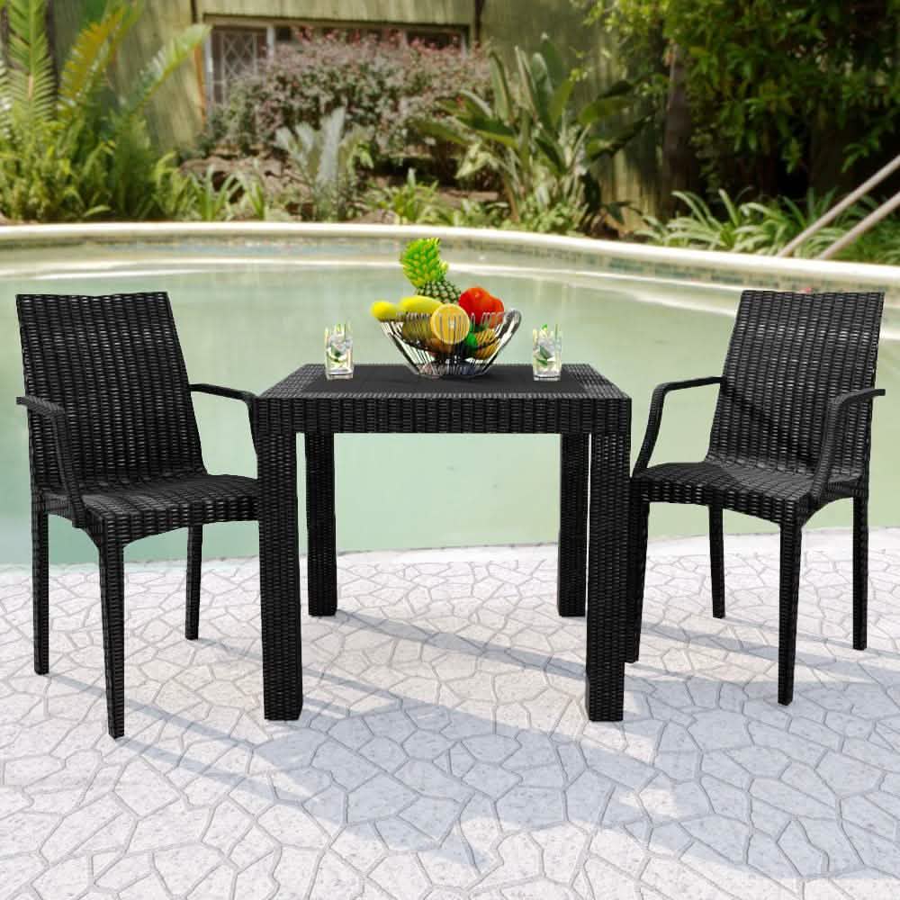 Weave Mace Indoor/Outdoor Chair (With Arms) Black Leisuremod
