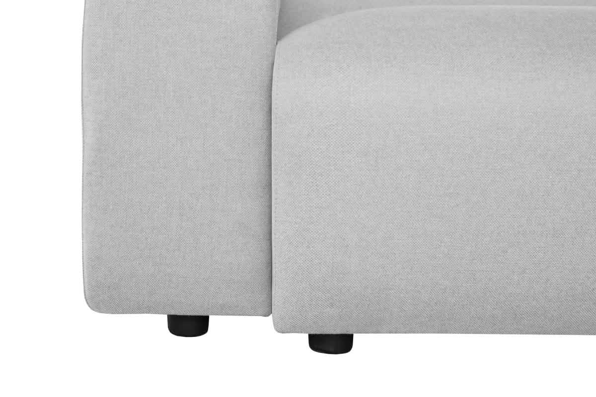 LeisureMod Whisper 4 - 6 Seater Conversation Set With a Chaise and Ottoman Upholstered in Linen/Leather/Polyester