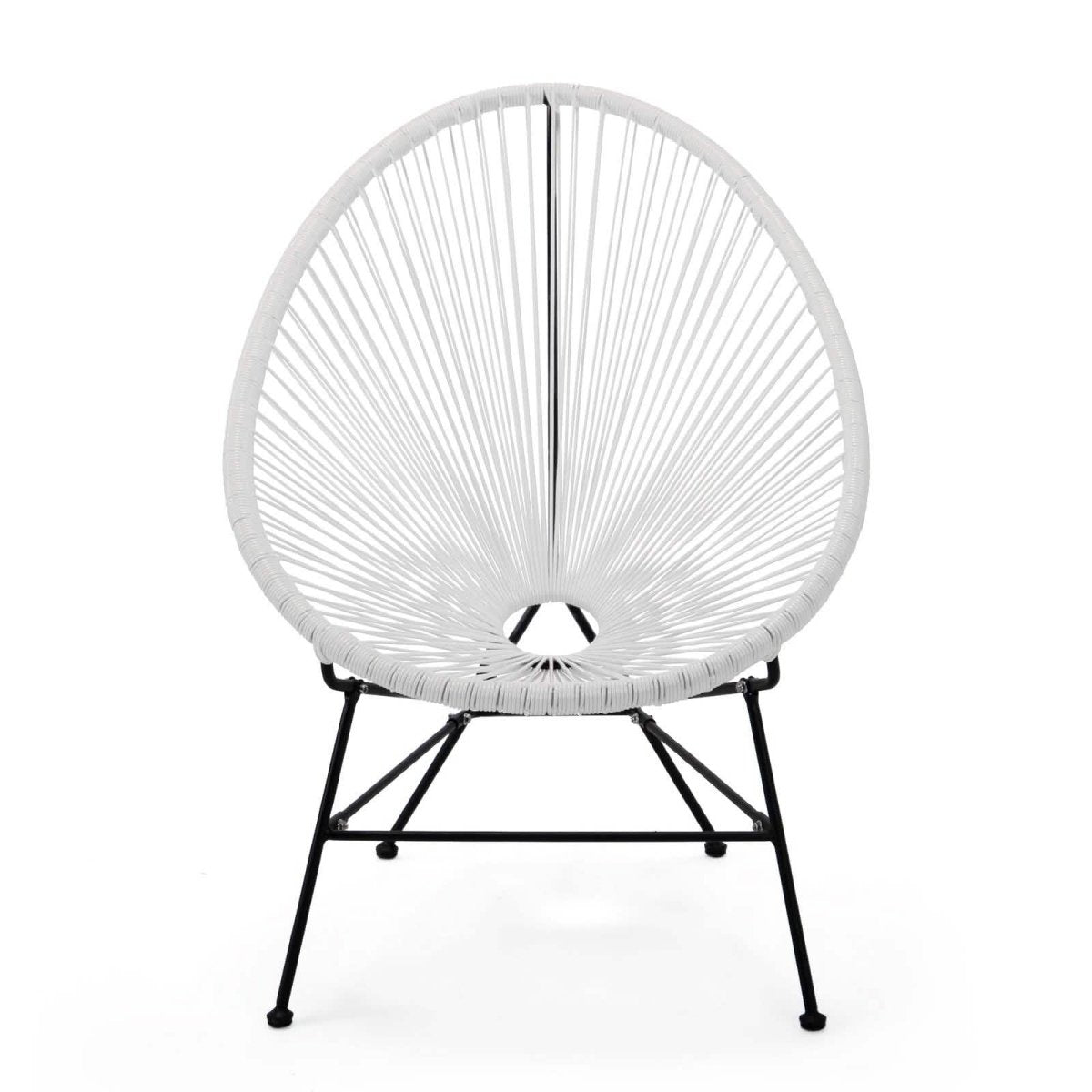 Leisuremod White Montara 3 Piece Outdoor Lounge Patio Chairs With Glass Top Table