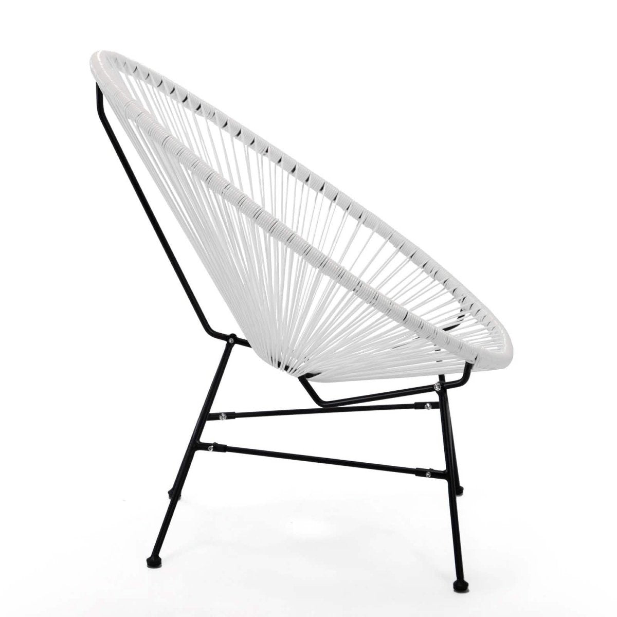 Leisuremod White Montara 3 Piece Outdoor Lounge Patio Chairs With Glass Top Table