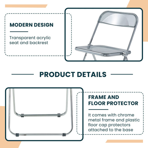 Lawrence Acrylic Folding Chair With Metal Frame