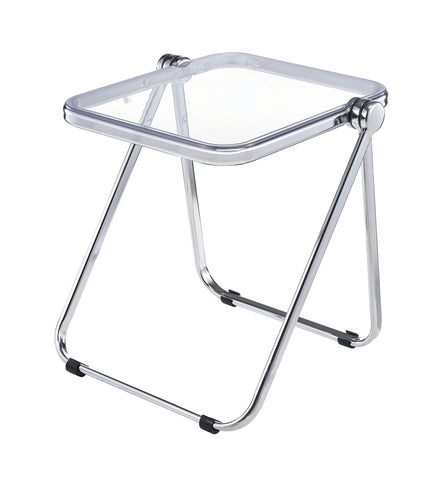 Lawrence Square Folding Side Table with Plastic Tabletop in Chrome Aluminum Frame