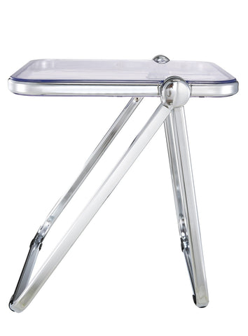 Lawrence Square Folding Side Table with Plastic Tabletop in Chrome Aluminum Frame