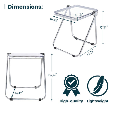 Lawrence Square Folding Side Table with Plastic Tabletop in Chrome Aluminum Frame