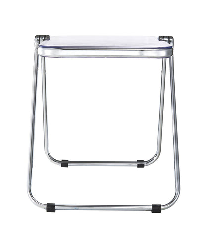 Lawrence Square Folding Side Table with Plastic Tabletop in Chrome Aluminum Frame