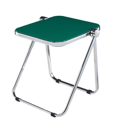 Lawrence Square Folding Side Table with Plastic Tabletop in Chrome Aluminum Frame