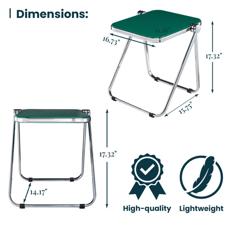 Lawrence Square Folding Side Table with Plastic Tabletop in Chrome Aluminum Frame