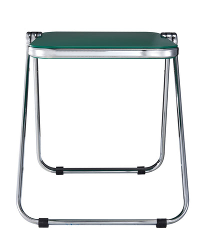 Lawrence Square Folding Side Table with Plastic Tabletop in Chrome Aluminum Frame