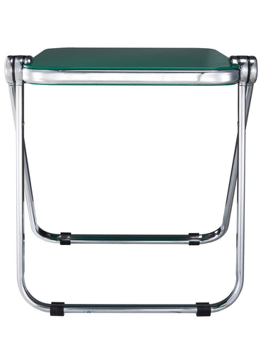 Lawrence Square Folding Side Table with Plastic Tabletop in Chrome Aluminum Frame