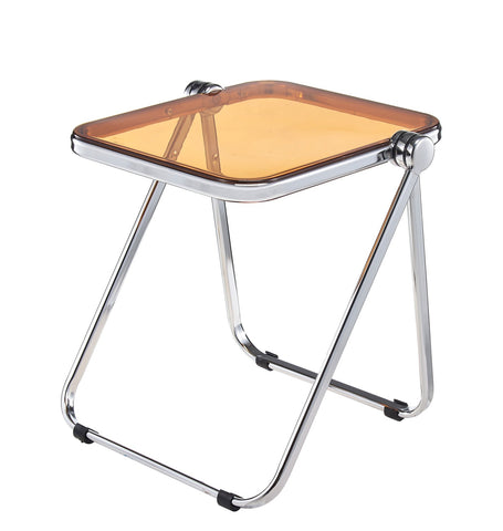 Lawrence Square Folding Side Table with Plastic Tabletop in Chrome Aluminum Frame