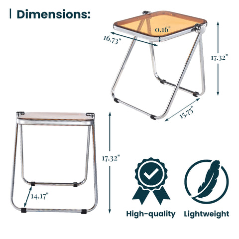 Lawrence Square Folding Side Table with Plastic Tabletop in Chrome Aluminum Frame