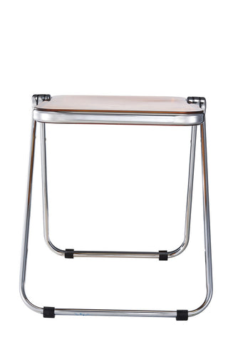 Lawrence Square Folding Side Table with Plastic Tabletop in Chrome Aluminum Frame