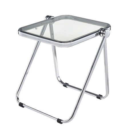 Lawrence Square Folding Side Table with Plastic Tabletop in Chrome Aluminum Frame