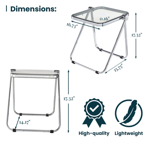 Lawrence Square Folding Side Table with Plastic Tabletop in Chrome Aluminum Frame