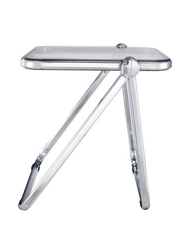 Lawrence Square Folding Side Table with Plastic Tabletop in Chrome Aluminum Frame