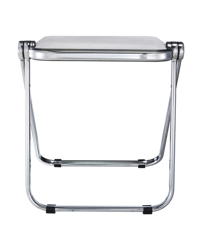 Lawrence Square Folding Side Table with Plastic Tabletop in Chrome Aluminum Frame