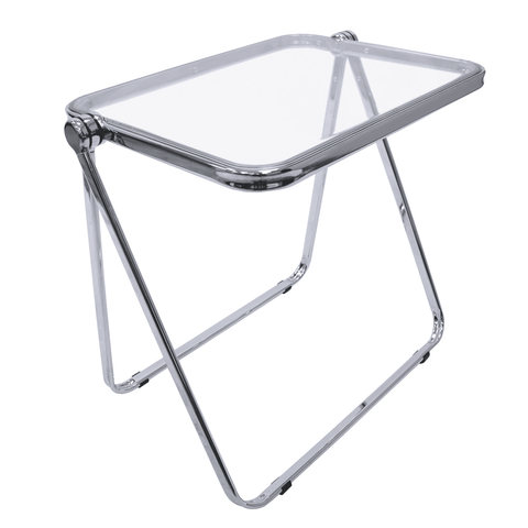 Square Folding Side Table with Plastic Tabletop and Iron Frame