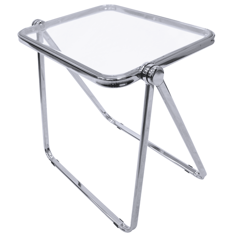 Square Folding Side Table with Plastic Tabletop and Iron Frame