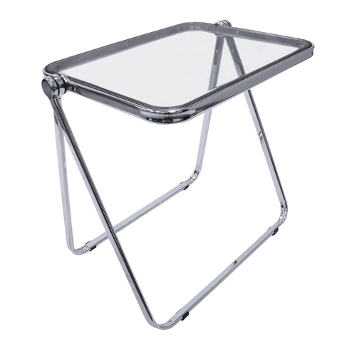 Square Folding Side Table with Plastic Tabletop and Iron Frame