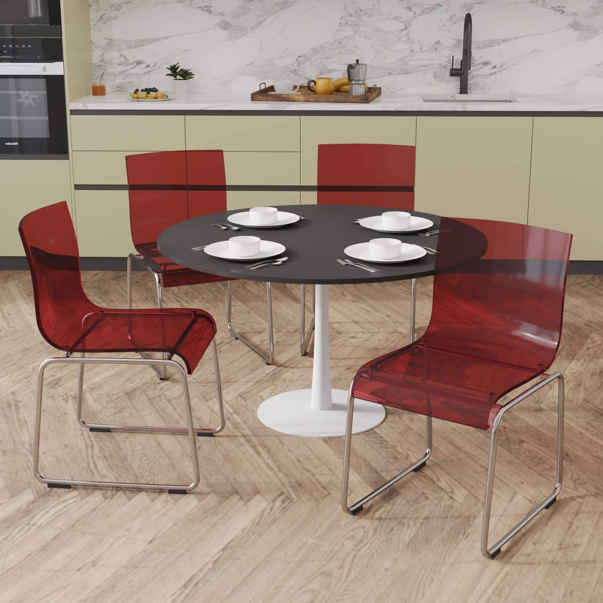 Lima Modern Acrylic Dining Chair With Chrome Base