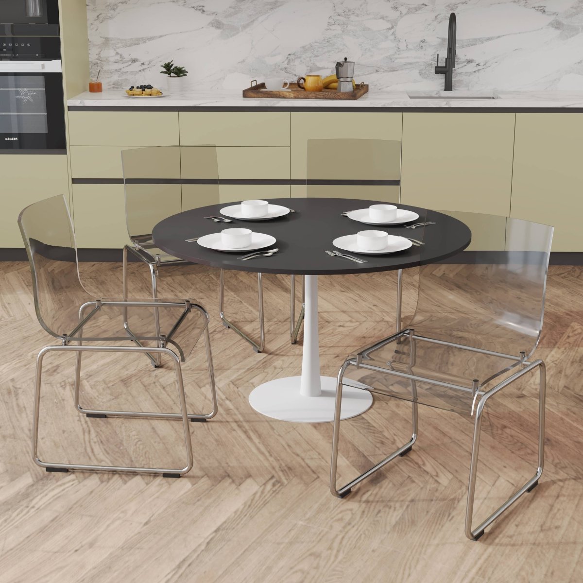 Lima Modern Acrylic Dining Chair With Chrome Base