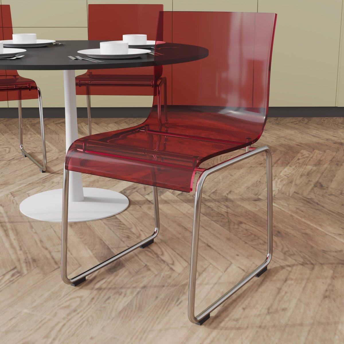 Lima Modern Acrylic Dining Chair With Chrome Base