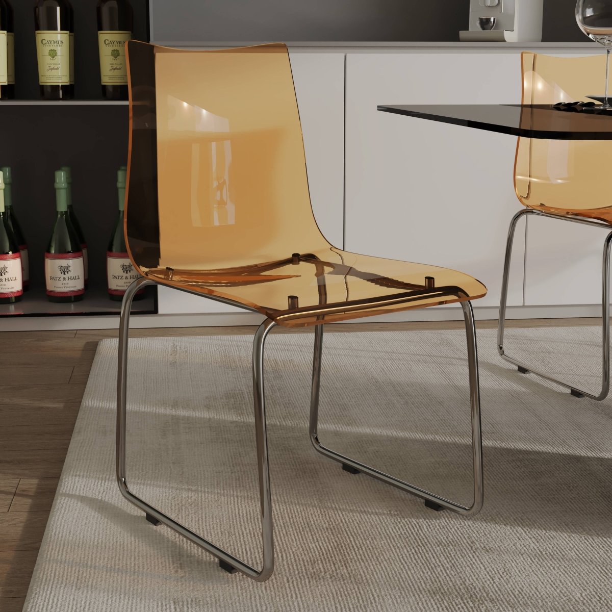 Lima Modern Acrylic Dining Chair With Chrome Base