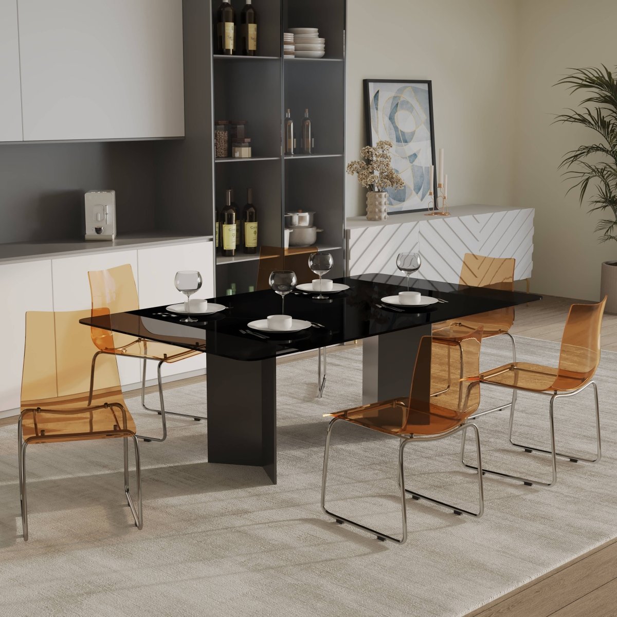 Lima Modern Acrylic Dining Chair With Chrome Base