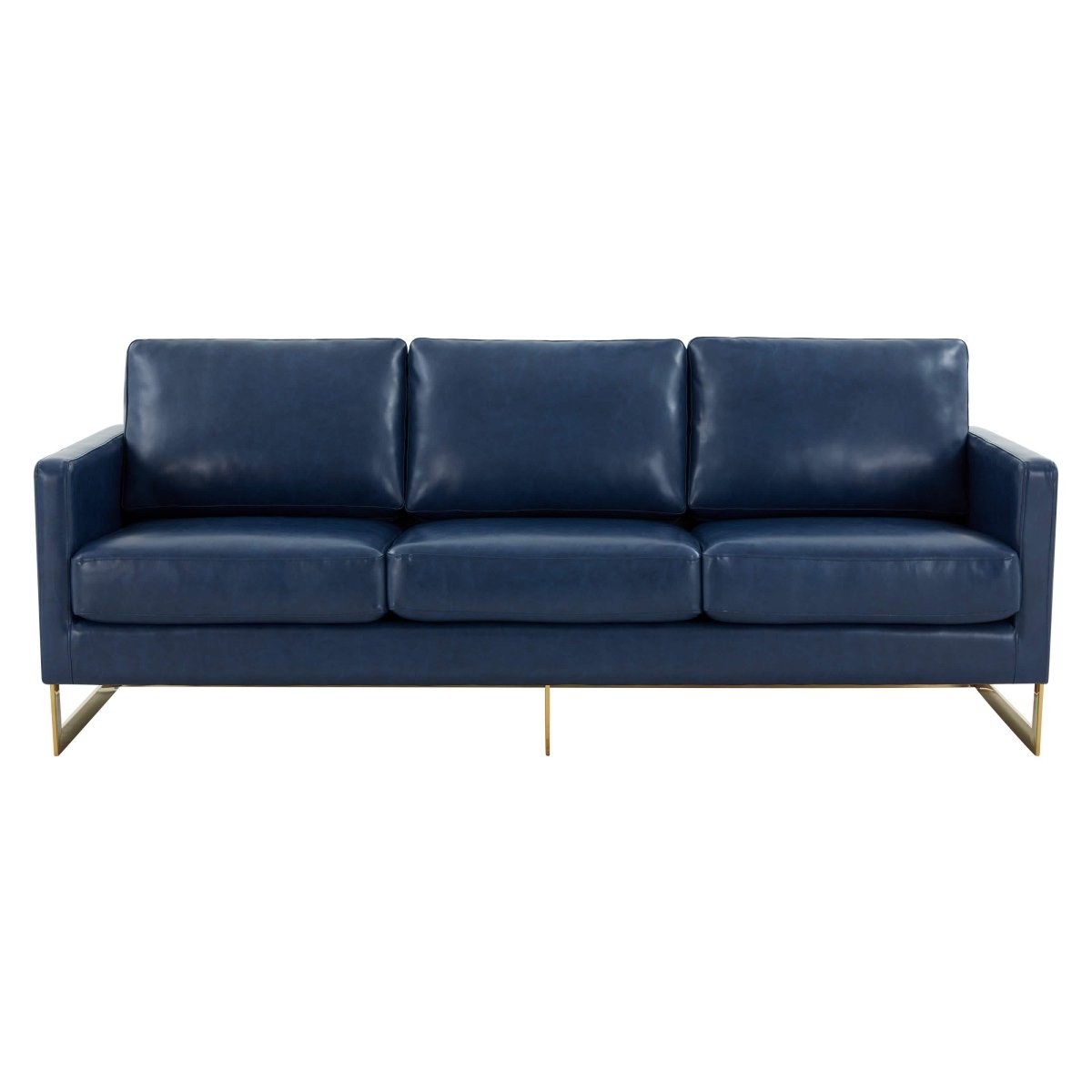 Lincoln 3 - Seater Sofa Upholstered in Velvet/Leather with Black/Silver/Gold Steel Base