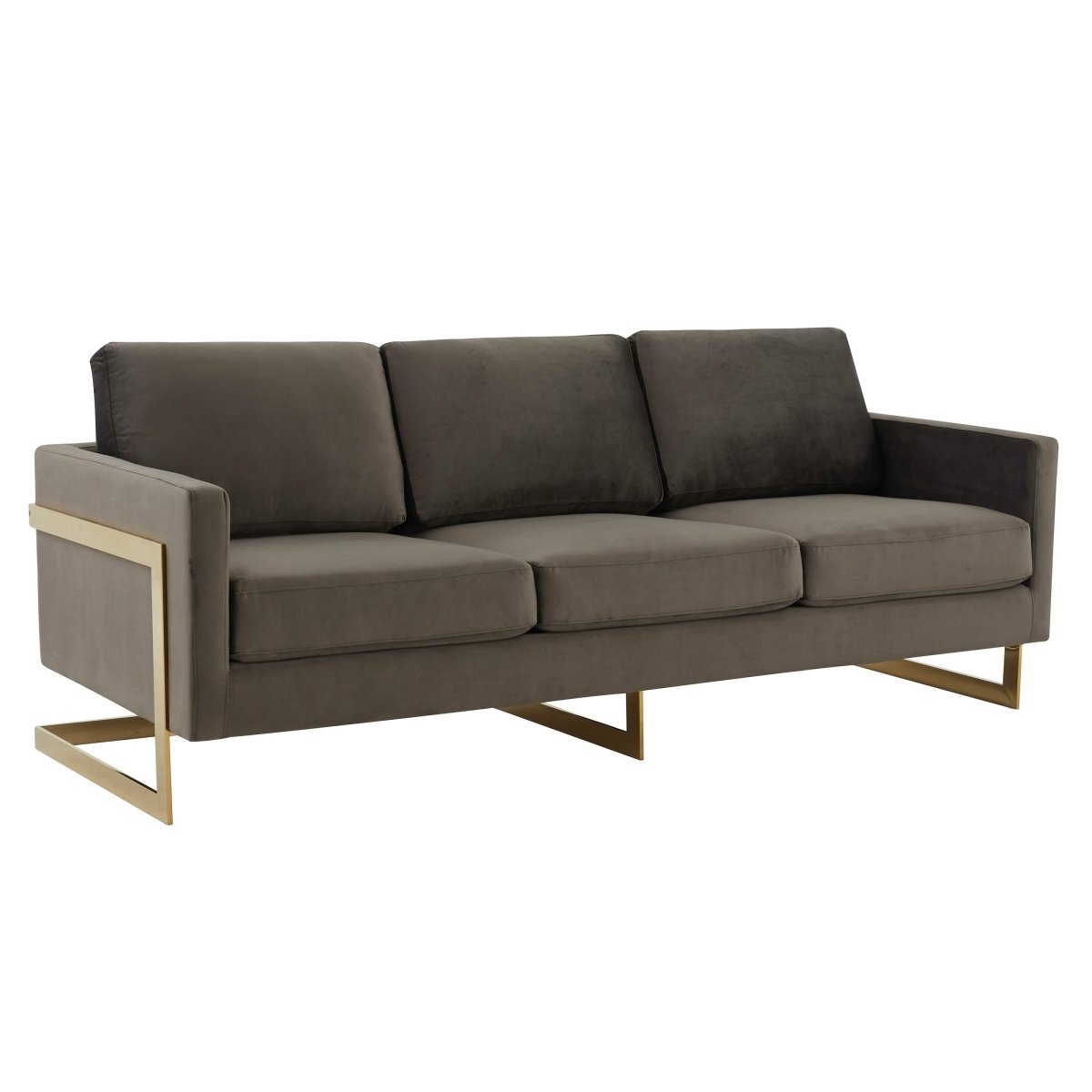Lincoln 3 - Seater Sofa Upholstered in Velvet/Leather with Black/Silver/Gold Steel Base