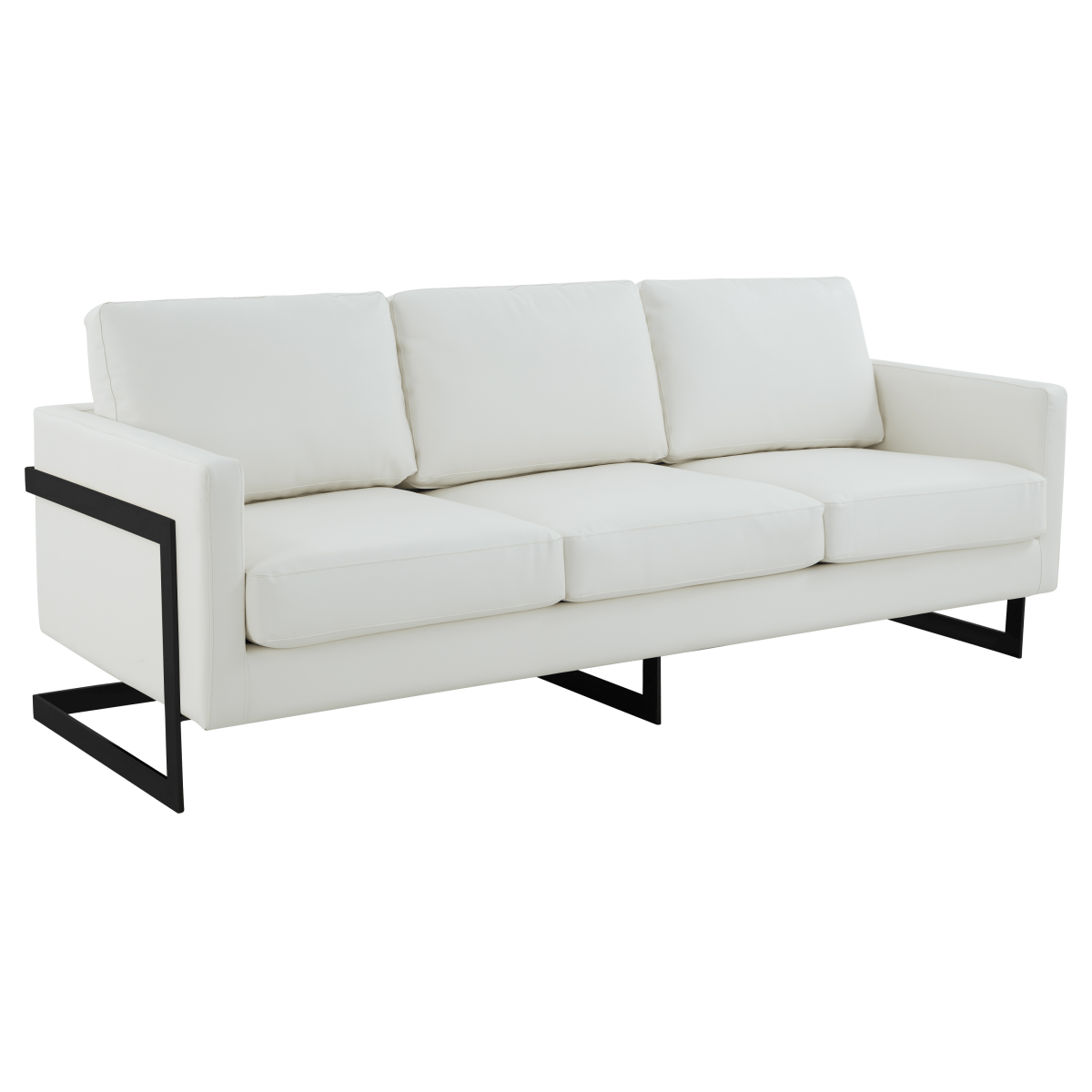 Lincoln 3 - Seater Sofa Upholstered in Velvet/Leather with Black/Silver/Gold Steel Base