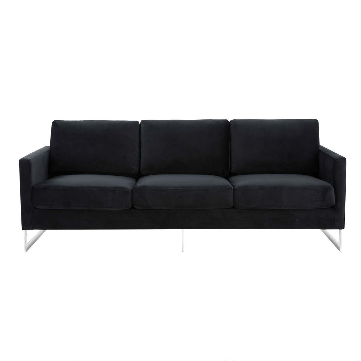 Lincoln 3 - Seater Sofa Upholstered in Velvet/Leather with Black/Silver/Gold Steel Base