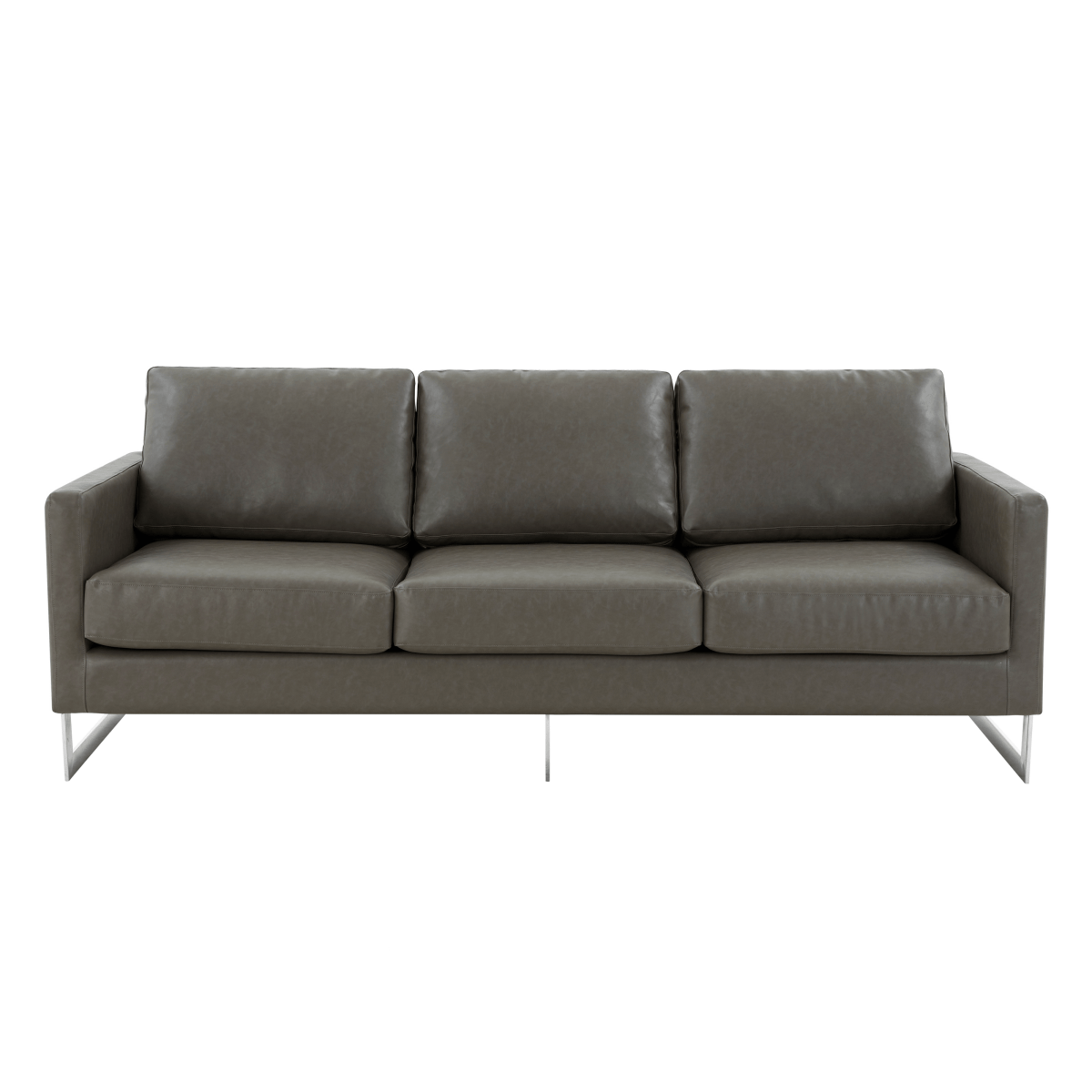 Lincoln 3 - Seater Sofa Upholstered in Velvet/Leather with Black/Silver/Gold Steel Base