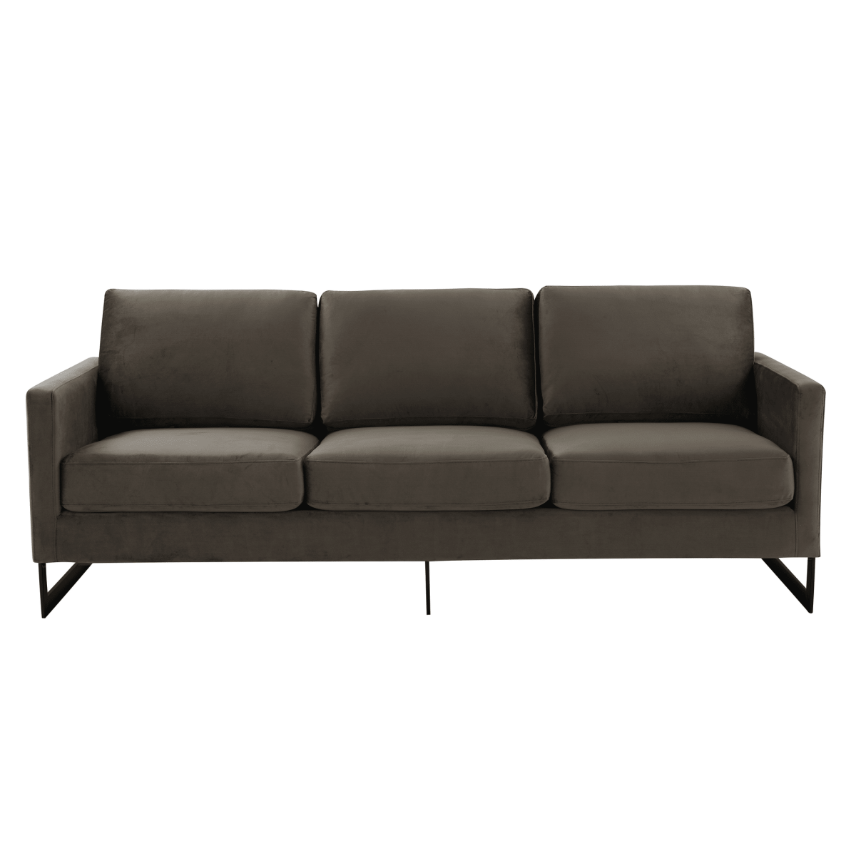 Lincoln 3 - Seater Sofa Upholstered in Velvet/Leather with Black/Silver/Gold Steel Base