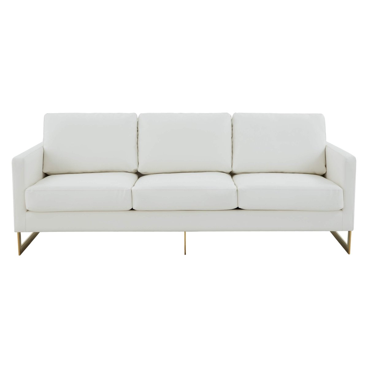 Lincoln 3 - Seater Sofa Upholstered in Velvet/Leather with Black/Silver/Gold Steel Base