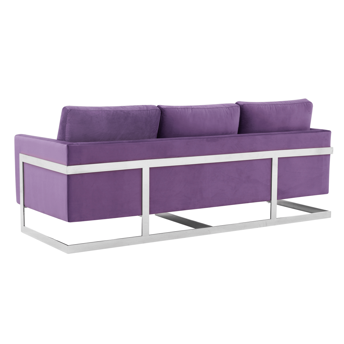 Lincoln 3 - Seater Sofa Upholstered in Velvet/Leather with Black/Silver/Gold Steel Base