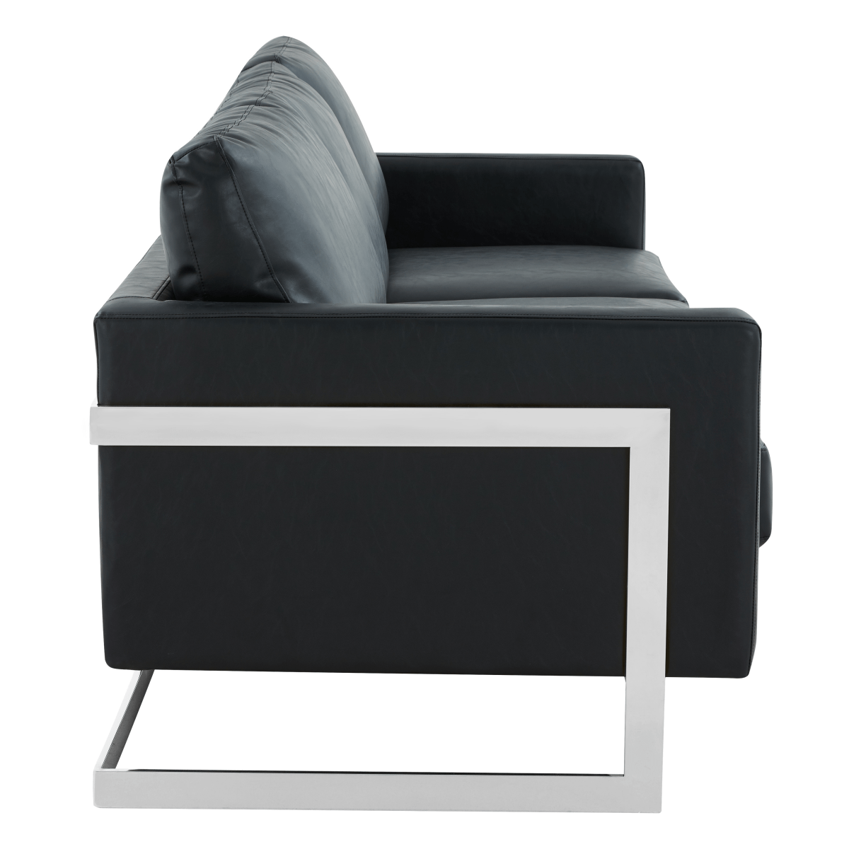 Lincoln 3 - Seater Sofa Upholstered in Velvet/Leather with Black/Silver/Gold Steel Base
