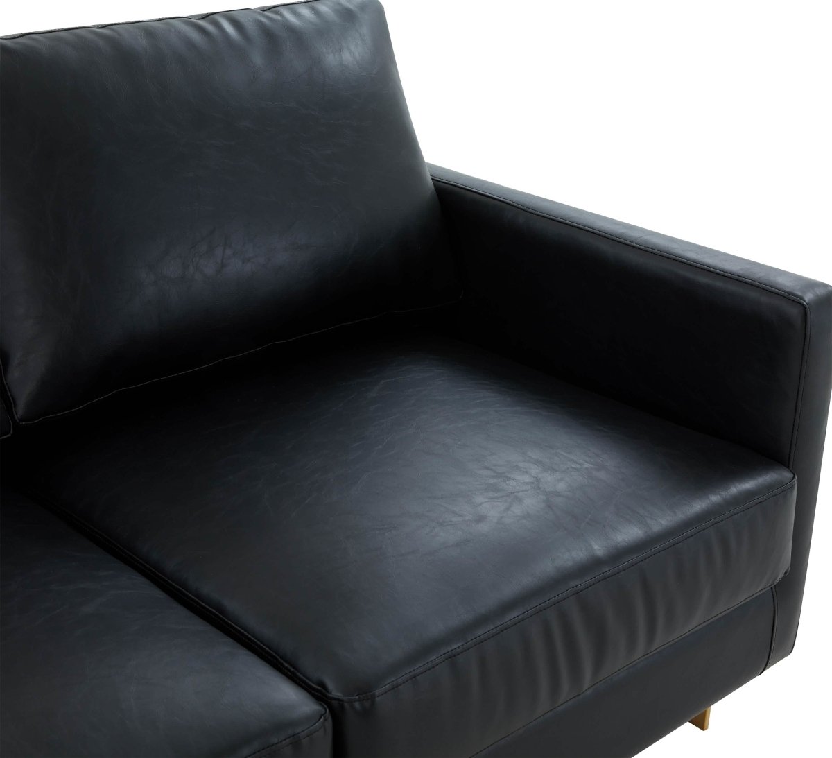 Lincoln 3 - Seater Sofa Upholstered in Velvet/Leather with Black/Silver/Gold Steel Base