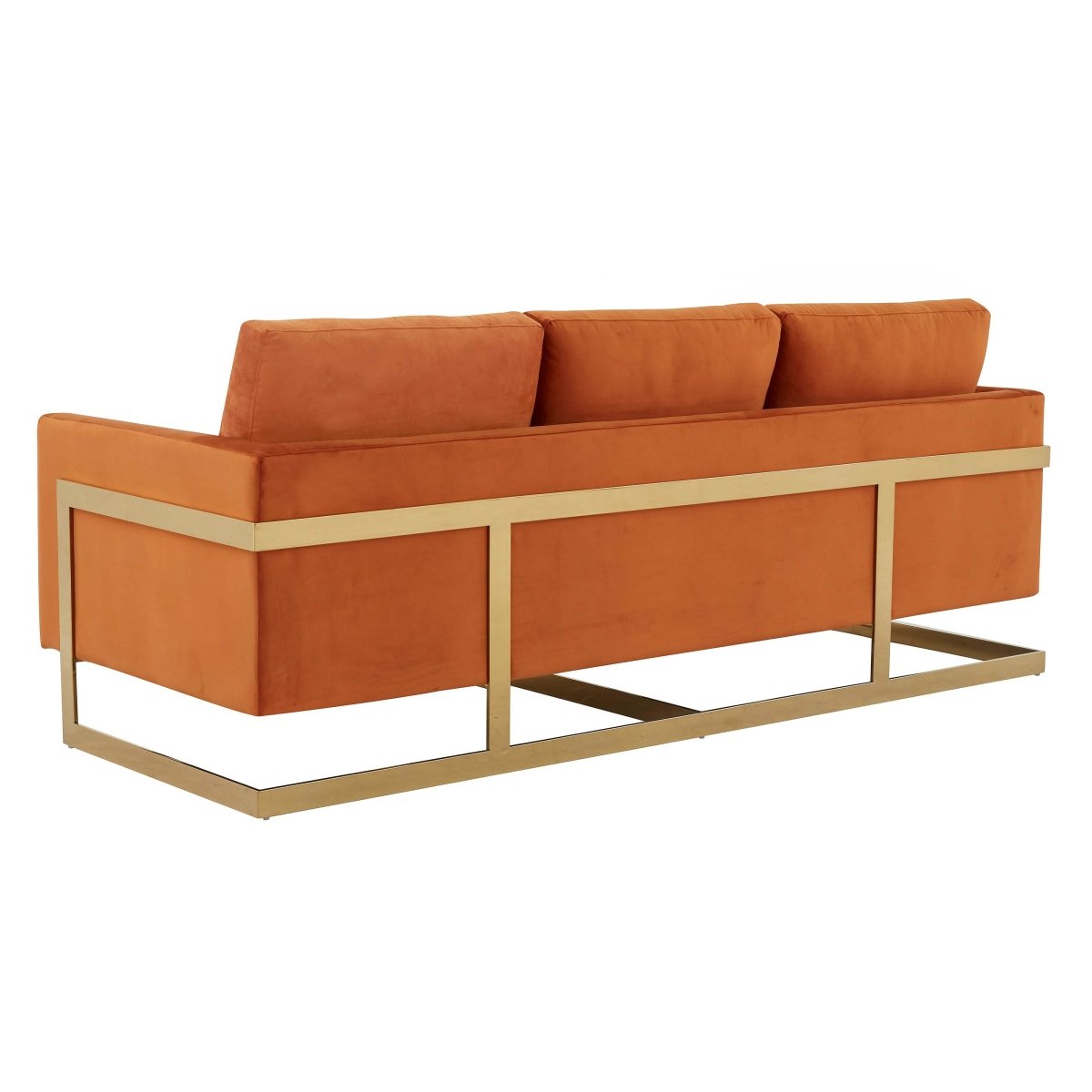 Lincoln 3 - Seater Sofa Upholstered in Velvet/Leather with Black/Silver/Gold Steel Base