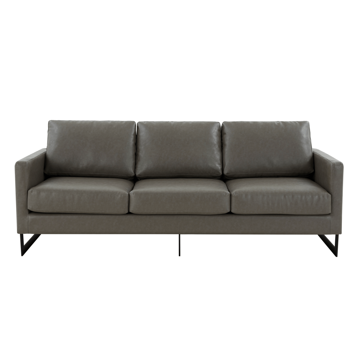 Lincoln 3 - Seater Sofa Upholstered in Velvet/Leather with Black/Silver/Gold Steel Base