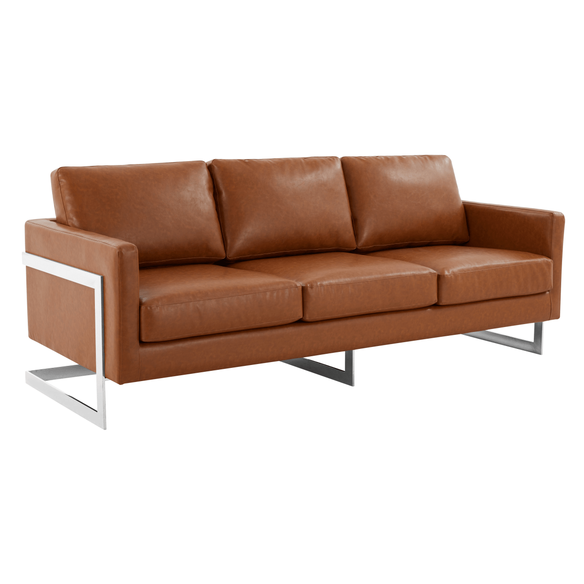 Lincoln 3 - Seater Sofa Upholstered in Velvet/Leather with Black/Silver/Gold Steel Base