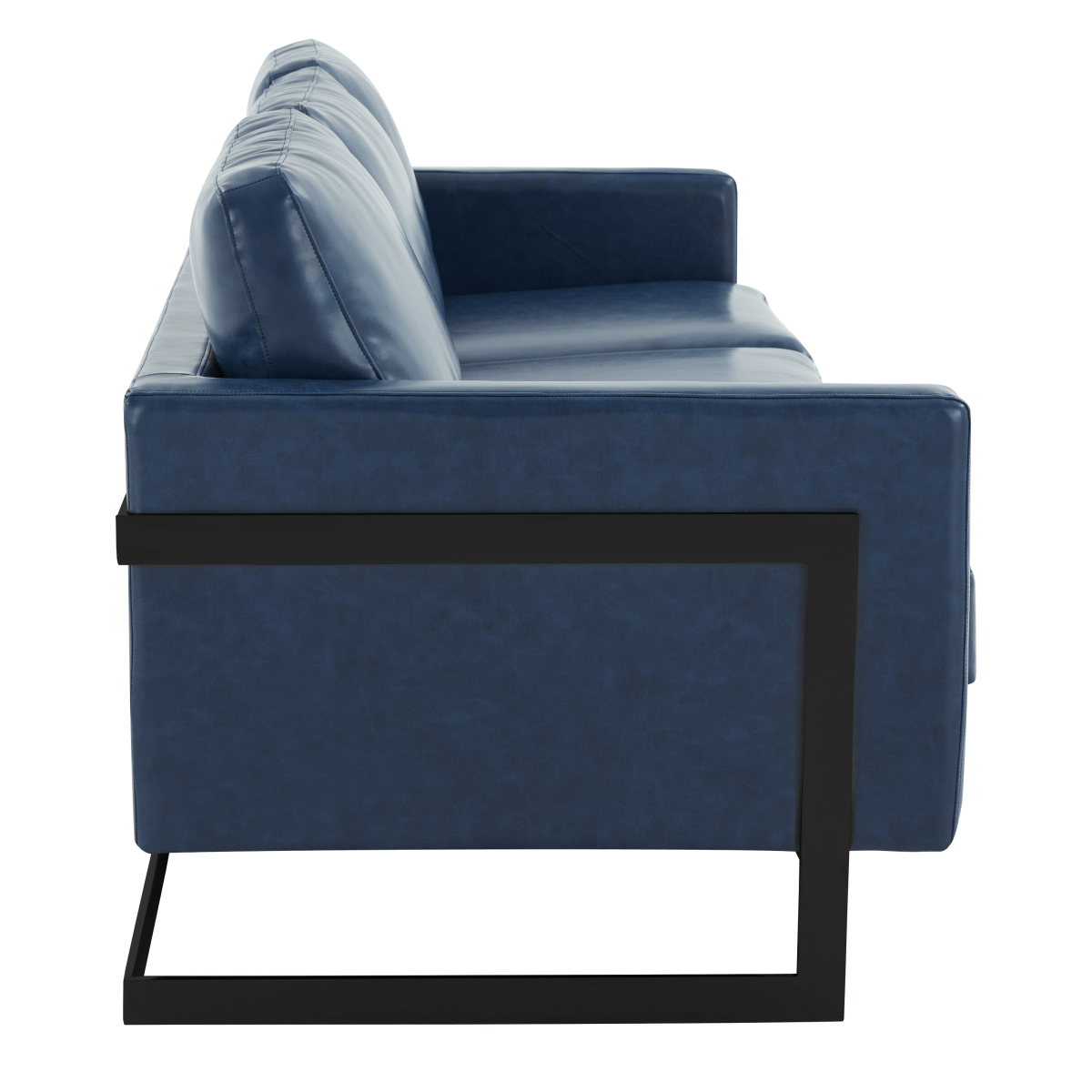 Lincoln 3 - Seater Sofa Upholstered in Velvet/Leather with Black/Silver/Gold Steel Base