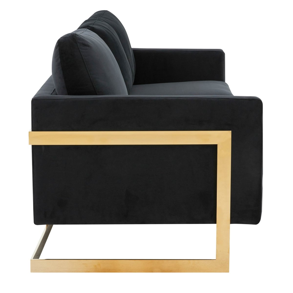 Lincoln 3 - Seater Sofa Upholstered in Velvet/Leather with Black/Silver/Gold Steel Base