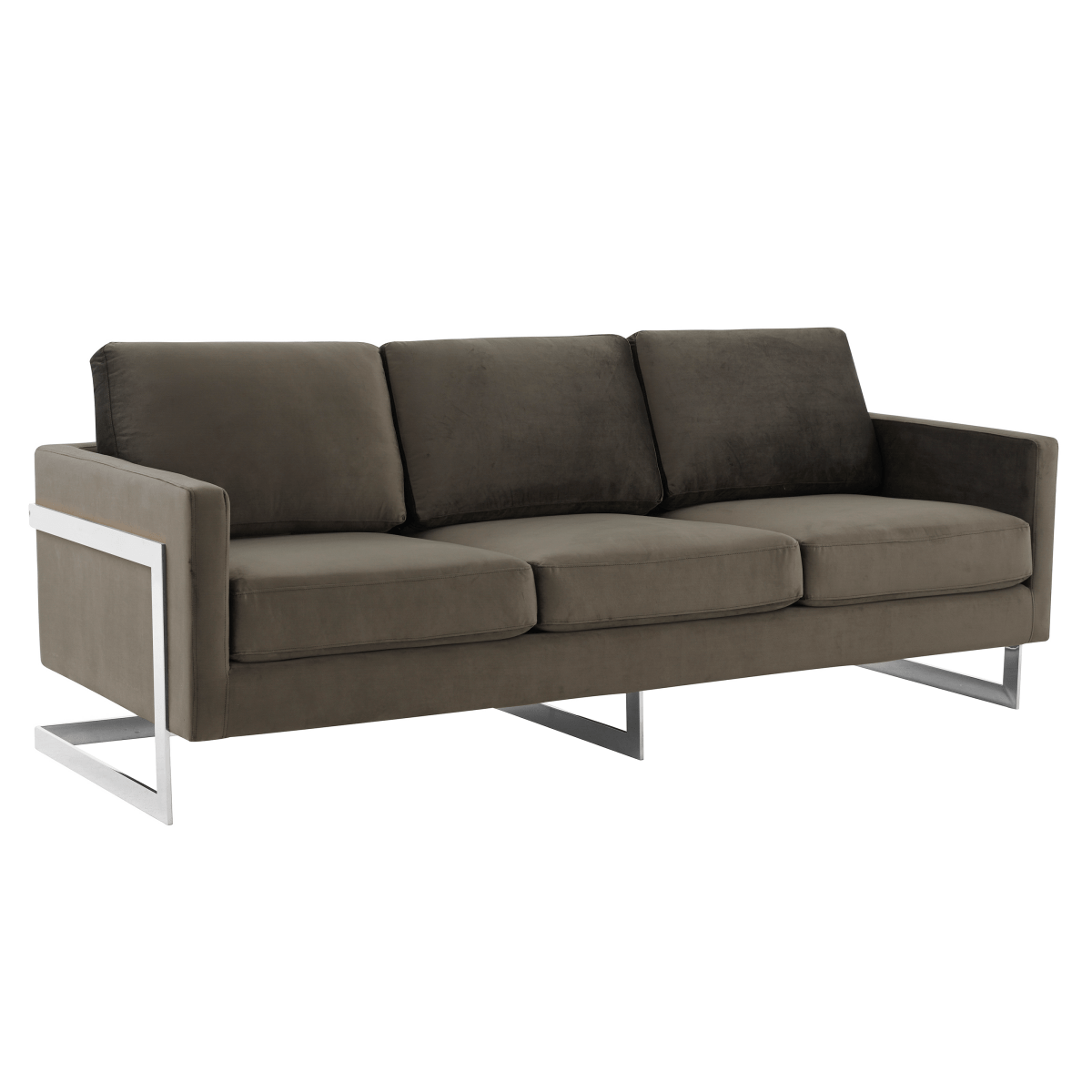 Lincoln 3 - Seater Sofa Upholstered in Velvet/Leather with Black/Silver/Gold Steel Base