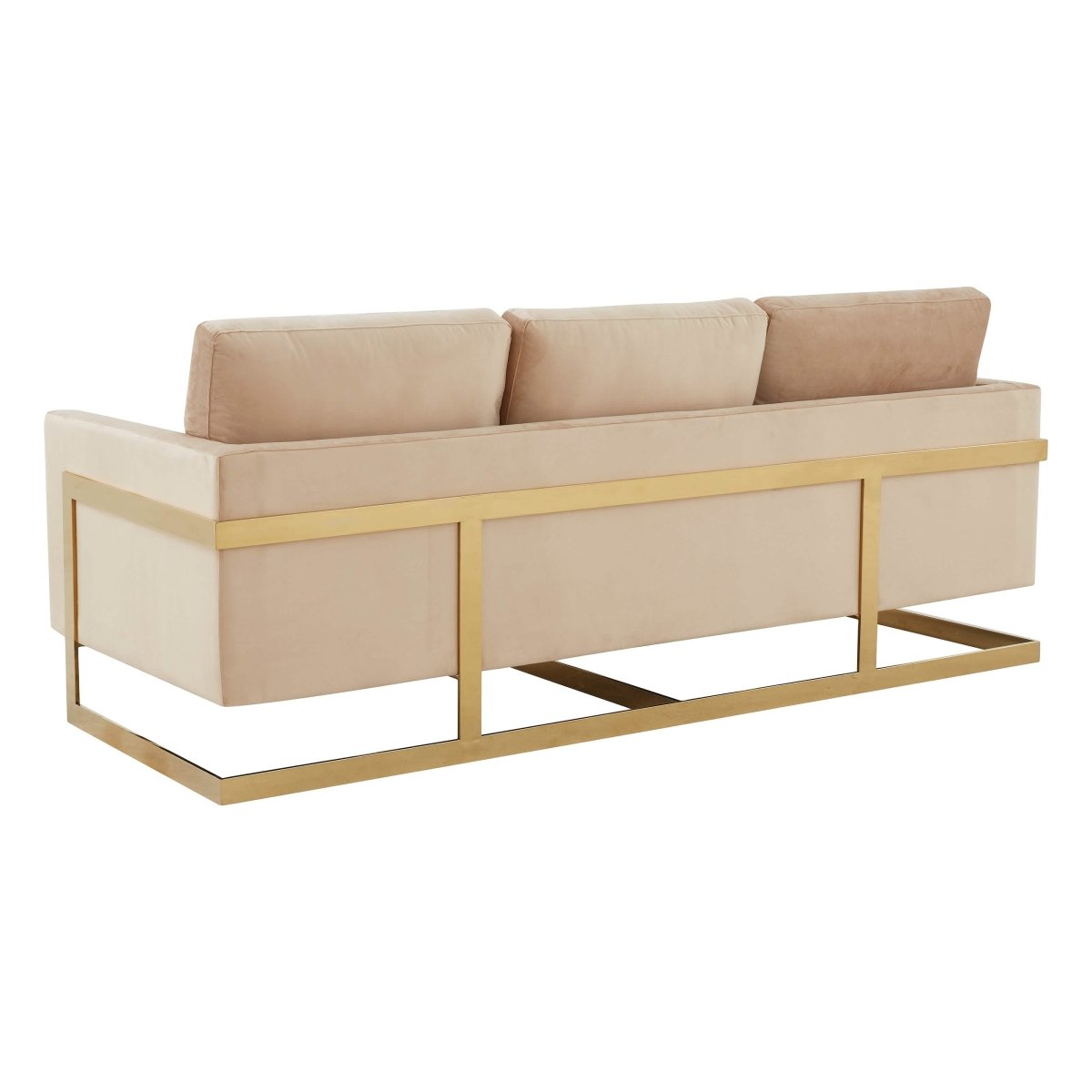 Lincoln 3 - Seater Sofa Upholstered in Velvet/Leather with Black/Silver/Gold Steel Base