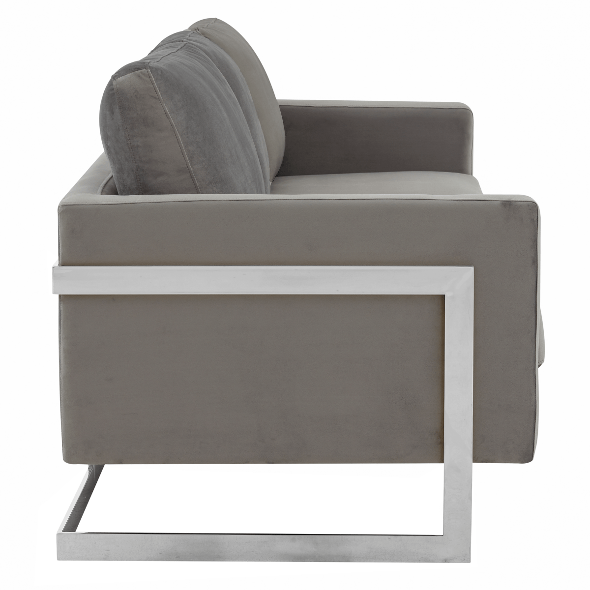 Lincoln 3 - Seater Sofa Upholstered in Velvet/Leather with Black/Silver/Gold Steel Base