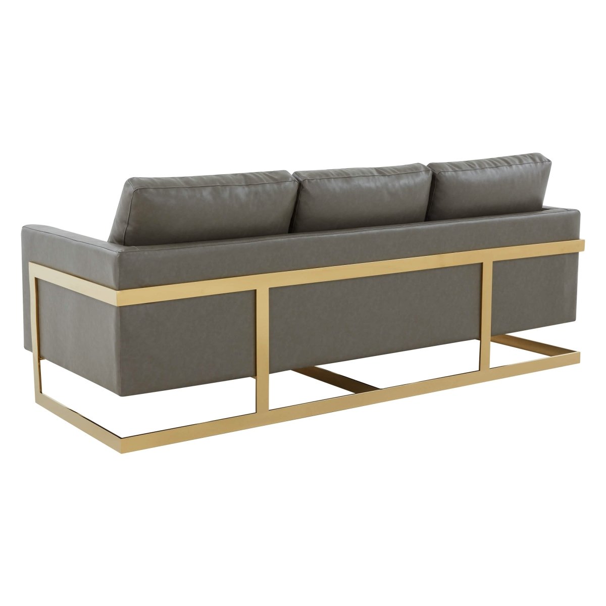 Lincoln 3 - Seater Sofa Upholstered in Velvet/Leather with Black/Silver/Gold Steel Base